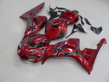 CBR 1000 RR 06-07 Motorrad Verkleidungen - Rot Silber Flamme