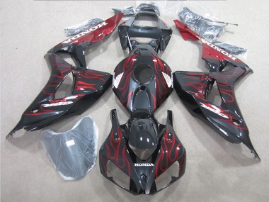 CBR 1000 RR 06-07 Motorrad Verkleidungen - Schwarz rote Flamme