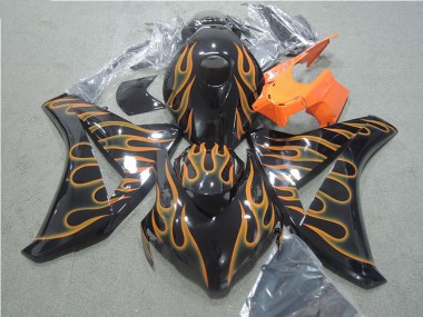 CBR 1000 RR 08-11 Motorrad Verkleidungen - Schwarz Orange Flamme