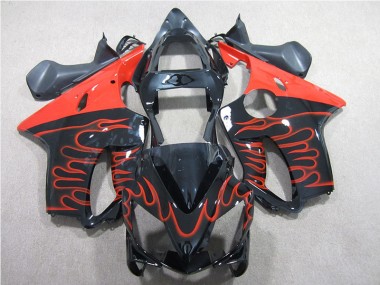 CBR 600 F4i 01-03 Motorrad Verkleidungen - Schwarz rote Flamme