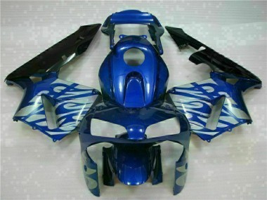 CBR 600 RR 03-04 Motorrad Verkleidungen - Blau mit silberner Flamme