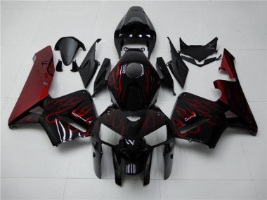 CBR 600 RR 05-06 Motorrad Verkleidungen - Rot Flamme Schwarz