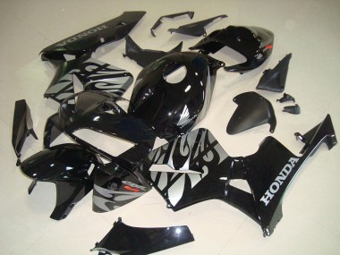 CBR 600 RR 05-06 Motorrad Verkleidungen - Schwarze Weiße Flamme