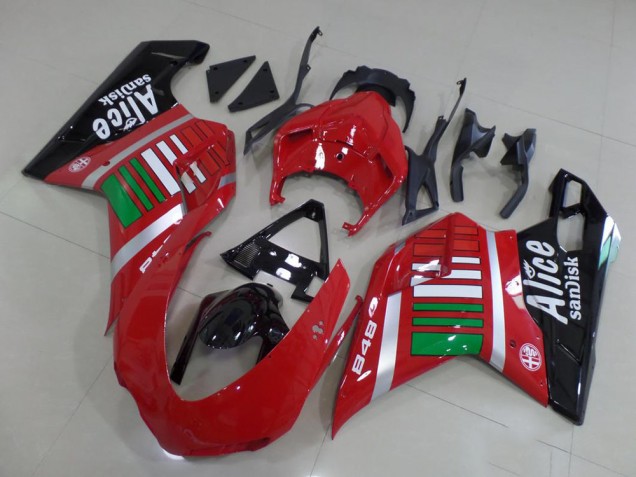 Ducati 848 1098 1198 07-14 Motorrad Verkleidungen - Alice mit Grün Ducati 848 1098 1198 07-14 Motorrad Verkleidungen - Alice mit Grün