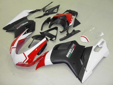 Ducati 848 1098 1198 07-14 Motorrad Verkleidungen - Matt Schwarz Weiß Rot