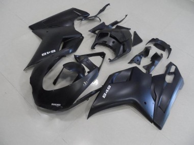Ducati 848 1098 1198 07-14 Motorrad Verkleidungen - Matt Schwarz mit Weißer 848