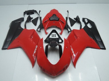 Ducati 848 1098 1198 07-14 Motorrad Verkleidungen - OEM Stil Rot mit Matt Schwarz Seite