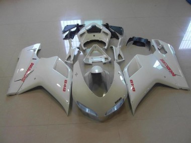 Ducati 848 1098 1198 07-14 Motorrad Verkleidungen - Perl Weiß Rote Aufkleber