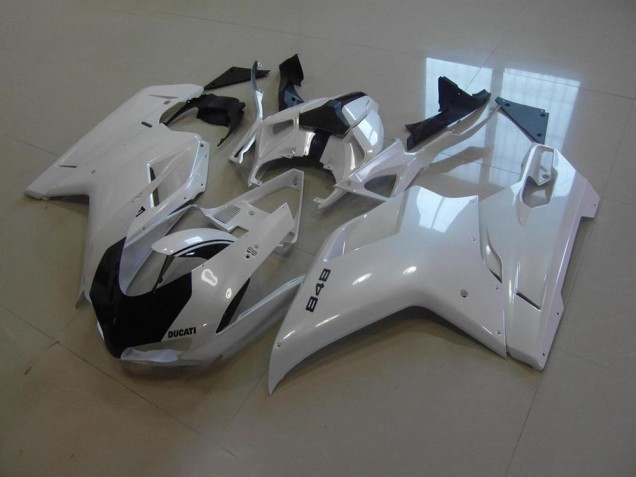 Ducati 848 1098 1198 07-14 Motorrad Verkleidungen - Perl Weiß Schwarz gestreift Ducati 848 1098 1198 07-14 Motorrad Verkleidungen - Perl Weiß Schwarz gestreift