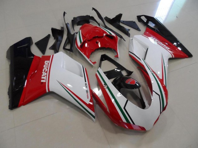 Ducati 848 1098 1198 07-14 Motorrad Verkleidungen - Rot Weiß Ducati 848 1098 1198 07-14 Motorrad Verkleidungen - Rot Weiß