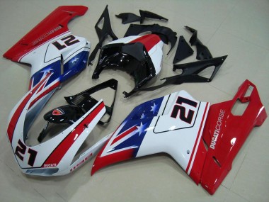 Ducati 848 1098 1198 07-14 Motorrad Verkleidungen - Schwarz Weiß Rot 21