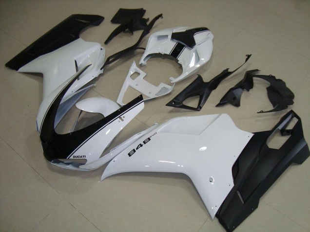 Ducati 848 1098 1198 07-14 Motorrad Verkleidungen - Weiß Matt Schwarz Ducati 848 1098 1198 07-14 Motorrad Verkleidungen - Weiß Matt Schwarz