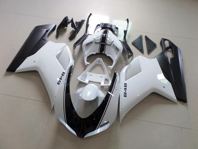 Ducati 848 1098 1198 07-14 Motorrad Verkleidungen - Weiß Und Schwarz Streifen Ducati 848 1098 1198 07-14 Motorrad Verkleidungen - Weiß Und Schwarz Streifen