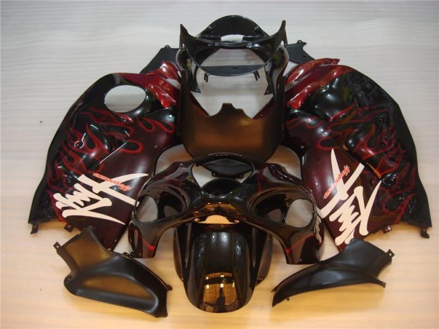 GSXR 1300 Hayabusa 96-07 Motorrad Verkleidung - Schwarz rote Flamme GSXR 1300 Hayabusa 96-07 Motorrad Verkleidung - Schwarz rote Flamme