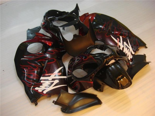 GSXR 1300 Hayabusa 96-07 Motorrad Verkleidung - Schwarz rote Flamme GSXR 1300 Hayabusa 96-07 Motorrad Verkleidung - Schwarz rote Flamme
