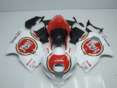 GSXR 1300 Hayabusa 96-07 Motorrad Verkleidungen - Weiß Rot Lucky Strike Motul