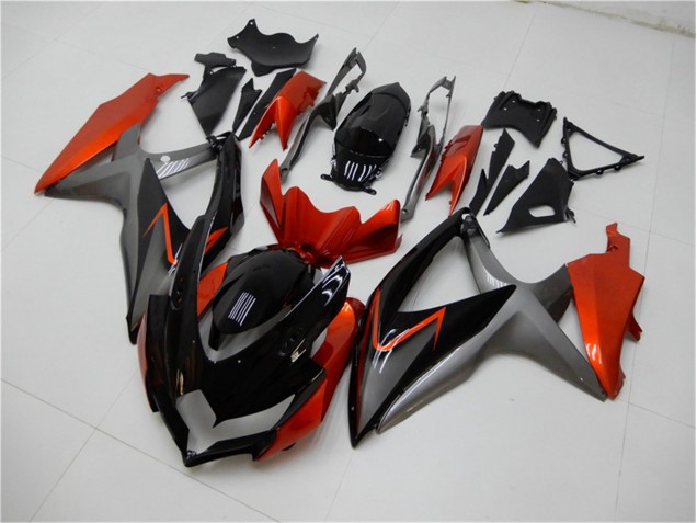 GSXR 600 / 750 K8 08-10 Motorrad Verkleidungen - Schwarz Orange Grau