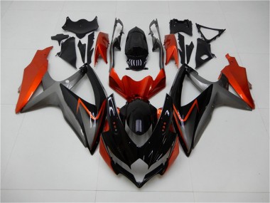 GSXR 600 / 750 K8 08-10 Motorrad Verkleidungen - Schwarz Orange Grau