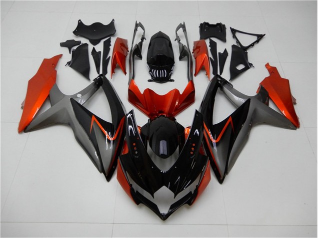 GSXR 600 / 750 K8 08-10 Motorrad Verkleidungen - Schwarz Orange Grau