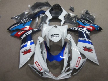 GSXR 600 K11 11-24 Motorrad Verkleidungen - Weiß Blau Motul