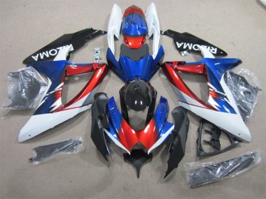 GSXR 600 K8 08-10 Motorrad Verkleidungen - Blau Rot Weiß