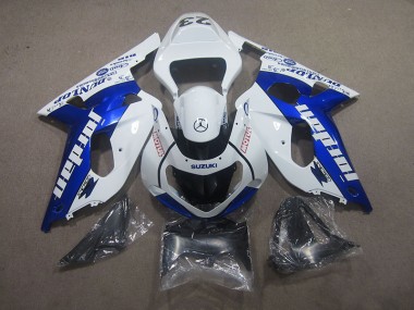 GSXR 750 K1 K2 K3 01-03 Motorrad Verkleidungen - Weiß Blau Motul