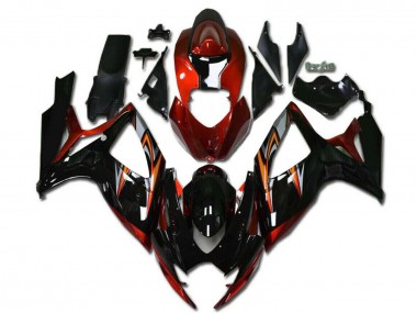 Suzuki GSXR 600/750 Motorrad Verkleidung 2006-2007 - Orange Silber Glanzendes Schwarz Streifen