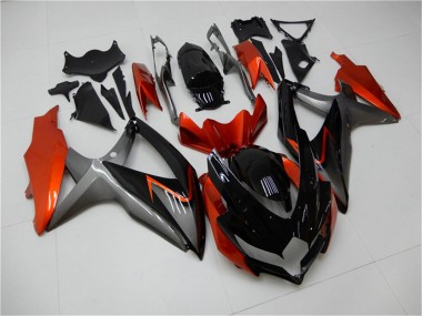 Suzuki GSXR 600/750 Motorrad Verkleidung 2008-2010 - Orange Grau Glanzendes Schwarz