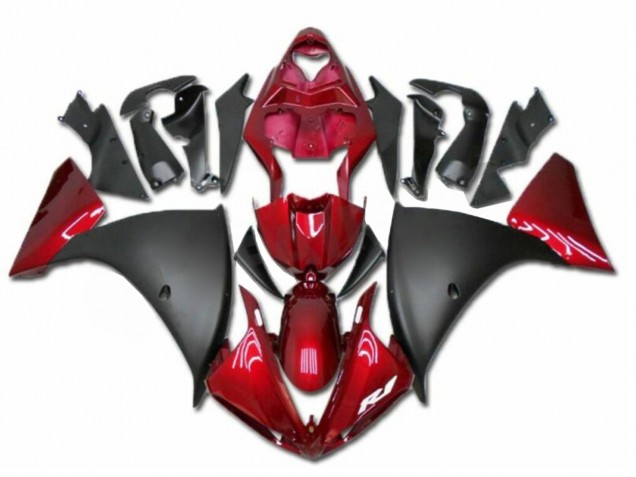 Yamaha YZF R1 Motorrad Verkleidung 2009-2011 - Rot Matt Schwarz
