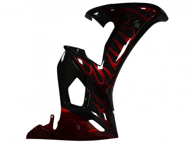 Yamaha YZF R6 Motorrad Verkleidung 2003-2004 - Glanzendes Schwarz Rot Flamme