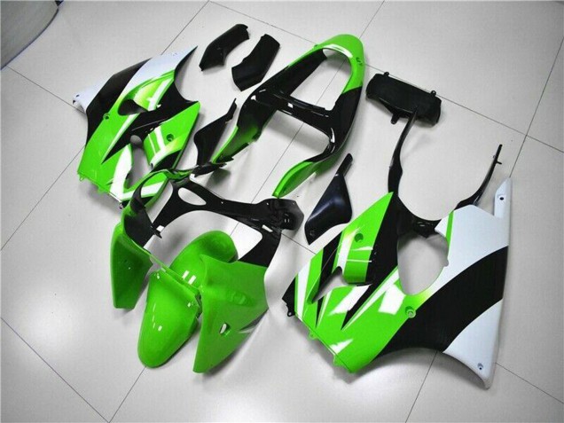 Kawasaki ZX6R Motorrad Verkleidung Kit 2000-2002 - Grun Weiss Schwarz
