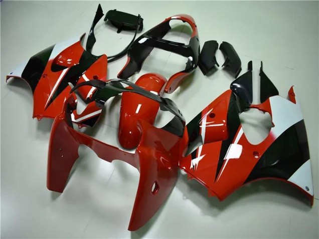 Kawasaki ZX6R Motorrad Verkleidung 2000-2002 - Weiss Rot Glanzendes Schwarz