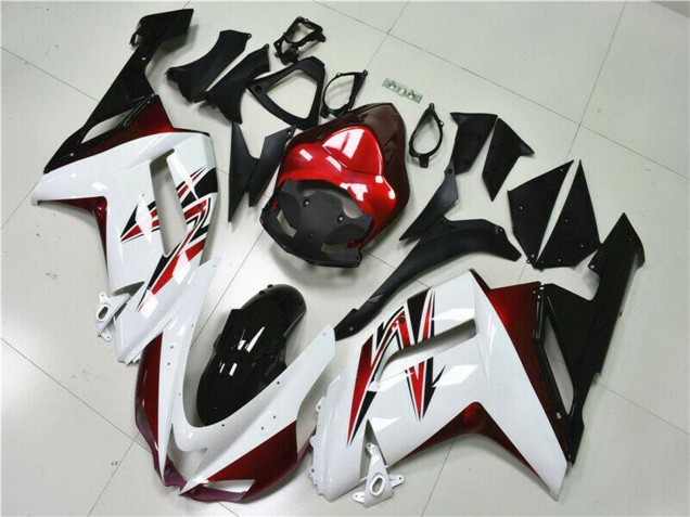 Kawasaki ZX6R Motorrad Verkleidung 2007-2008 - Weiss Schwarz Rot