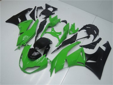 Kawasaki ZX6R Motorrad Verkleidung Kit 2009-2012 - Grun Glanzendes Schwarz