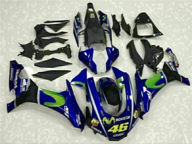 Yamaha YZF R1 Motorrad Verkleidung 2015-2019 - Blau Silber Schwarz Grun MoviStar