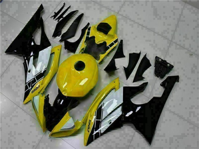 Yamaha YZF R6 Motorrad Verkleidung 2008-2016 - Gelb Weiss Glanzendes Schwarz