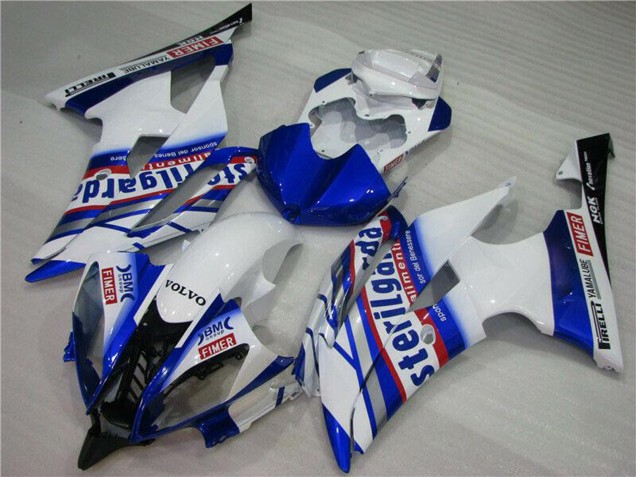 Yamaha YZF R6 Motorrad Verkleidung 2008-2016 - Weiss Blau Rot Sterilgarda Volvo Fimer Yamalube
