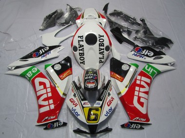 Honda CBR1000RR Motorrad Verkleidung 2012-2016 - Weiss Rot Grun Givi PlayBoy
