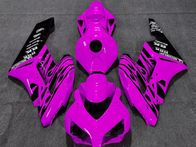 Honda CBR1000RR Motorrad Verkleidung 2004-2005 - Rosa Glanzendes Schwarz Flamme