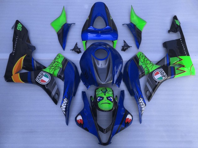 Honda CBR600RR Motorrad Verkleidung 2007-2008 - Blau Grun Glanzendes Schwarz Hai