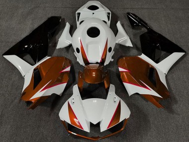 Honda CBR600RR Motorrad Verkleidung 2013-2023 - Weiss Dunkel Orange Glanzendes Schwarz