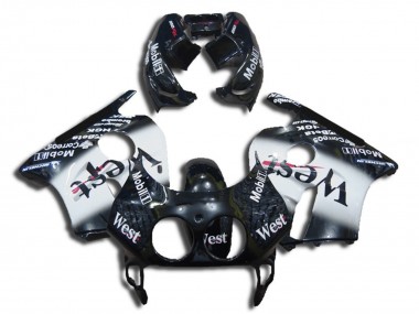 Honda CBR250RR Motorrad Verkleidung 1990-1998 - Glanzendes Schwarz Weiss West
