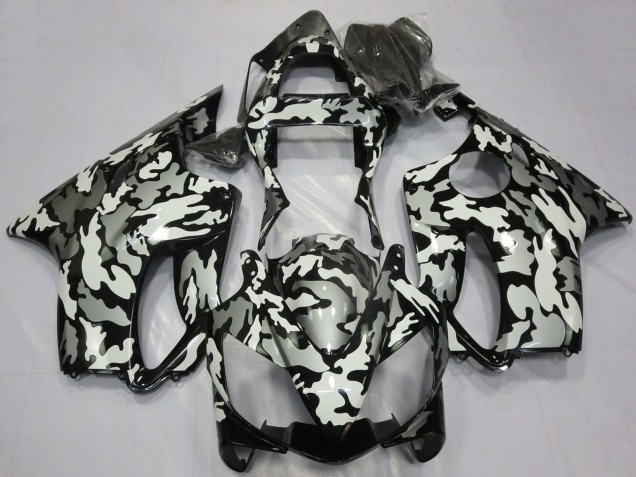 Honda CBR600 F4i Motorrad Verkleidung 2001-2003 - Weiss Grau Schwarz Camouflage