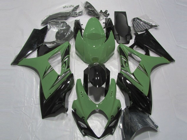 Suzuki GSXR 1000 Motorrad Verkleidung 2007-2008 - Wald Grun Glanzendes Schwarz