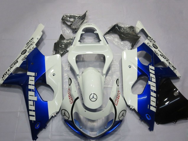 Suzuki GSXR 1000 Motorrad Verkleidung 2000-2002 - Weiss Blau Jordan