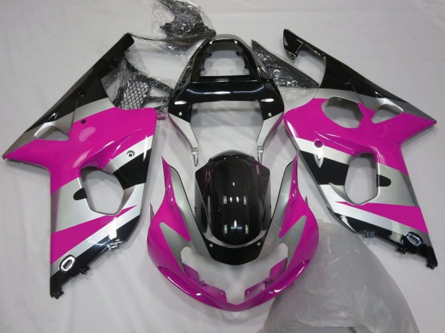 Suzuki GSXR 1000 Motorrad Verkleidung 2000-2002 - Rosa Silber Glanzendes Schwarz OEM Stil