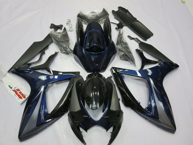 Suzuki GSXR 600 / GSXR 750 Motorrad Verkleidung 2006-2007 - Blau Grau Schwarz Streifen