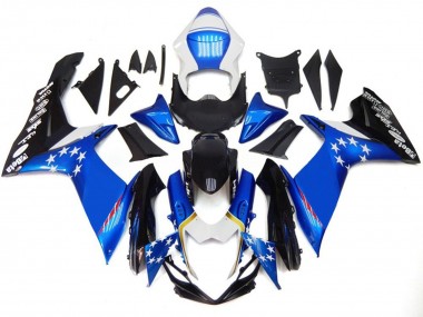 Suzuki GSXR 600 / GSXR 750 Motorrad Verkleidung 2011-2024 - Blau Stil mit Rot Sterns