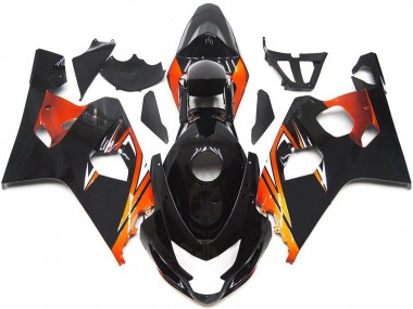 Suzuki GSXR 600 / GSXR 750 Motorrad Verkleidung 2004-2005 - Glanzendes Schwarz Orange OEM Stil