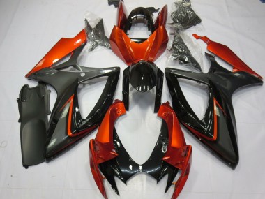 Suzuki GSXR 600 / GSXR 750 Motorrad Verkleidung 2006-2007 - Burnt Orange Grau Glanzendes Schwarz